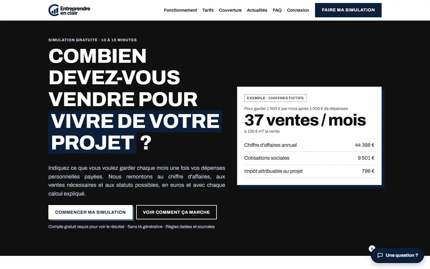 Page d’accueil du site Entreprendre en clair sur ordinateur