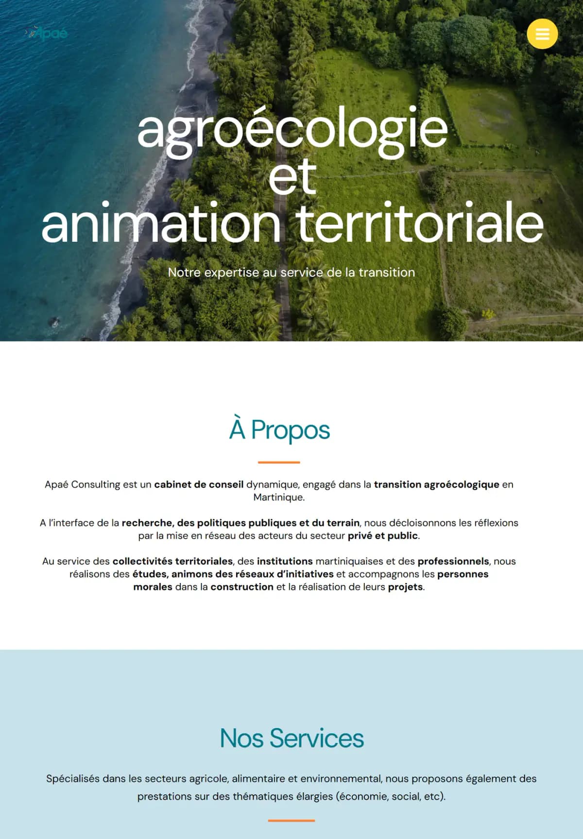 Page d’accueil du site APAE sur tablette