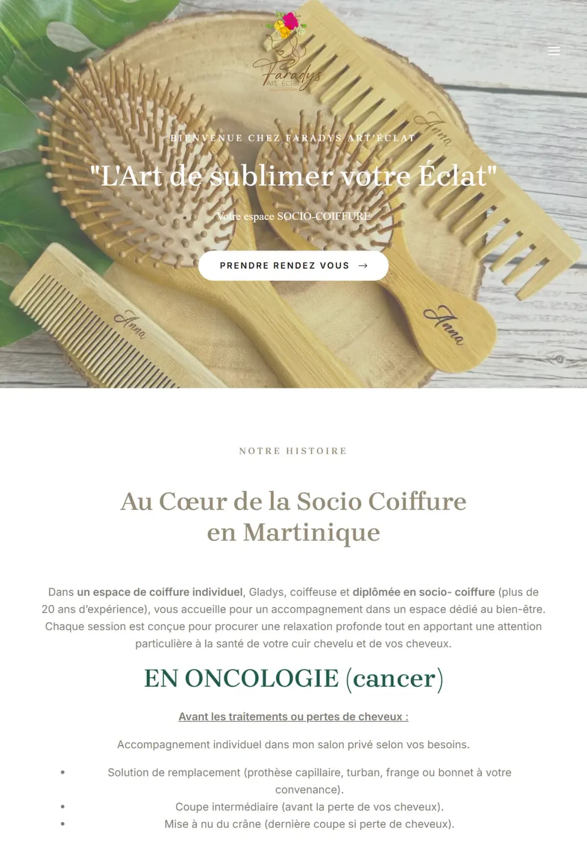 Page d’accueil du site Faradys sur tablette