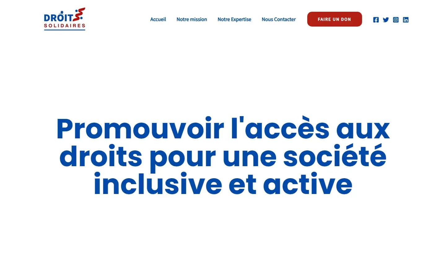 Page d’accueil du site Droits Solidaires sur ordinateur