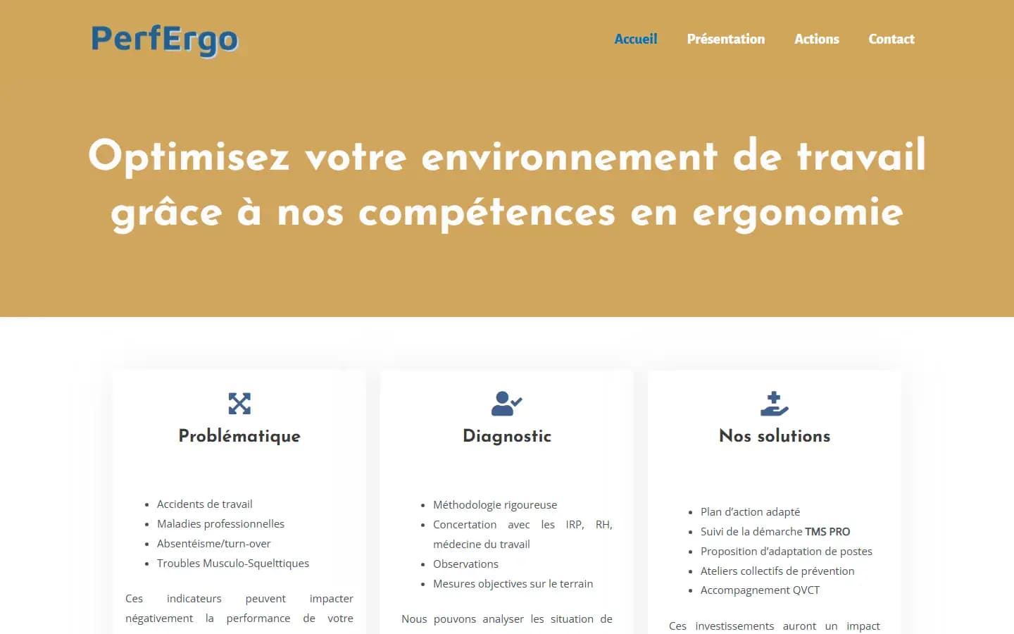 Page d’accueil du site Perfergo sur ordinateur