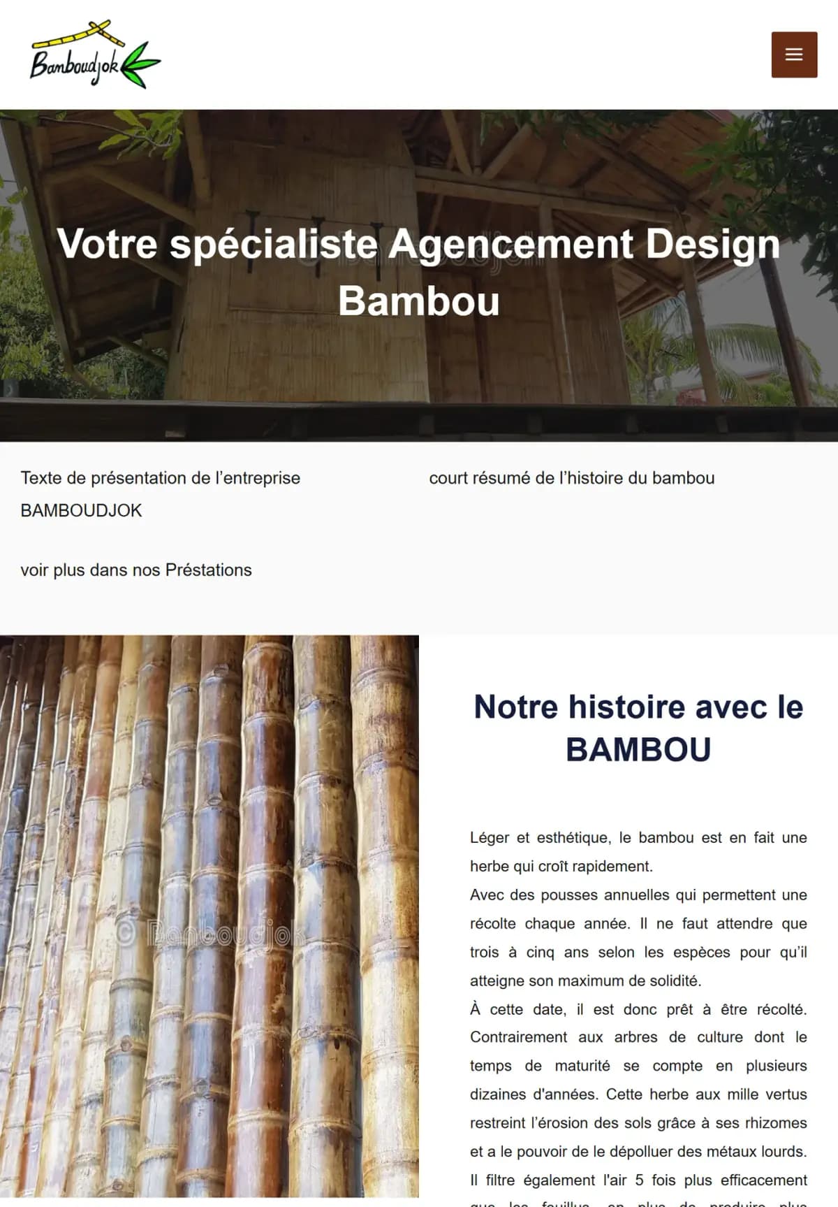Page d’accueil du site BanbouDjok sur tablette