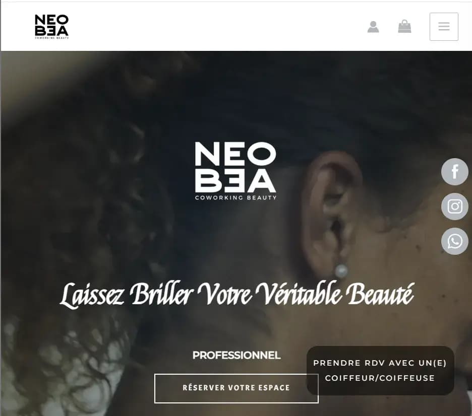 Page d’accueil du site NeoBea sur tablette