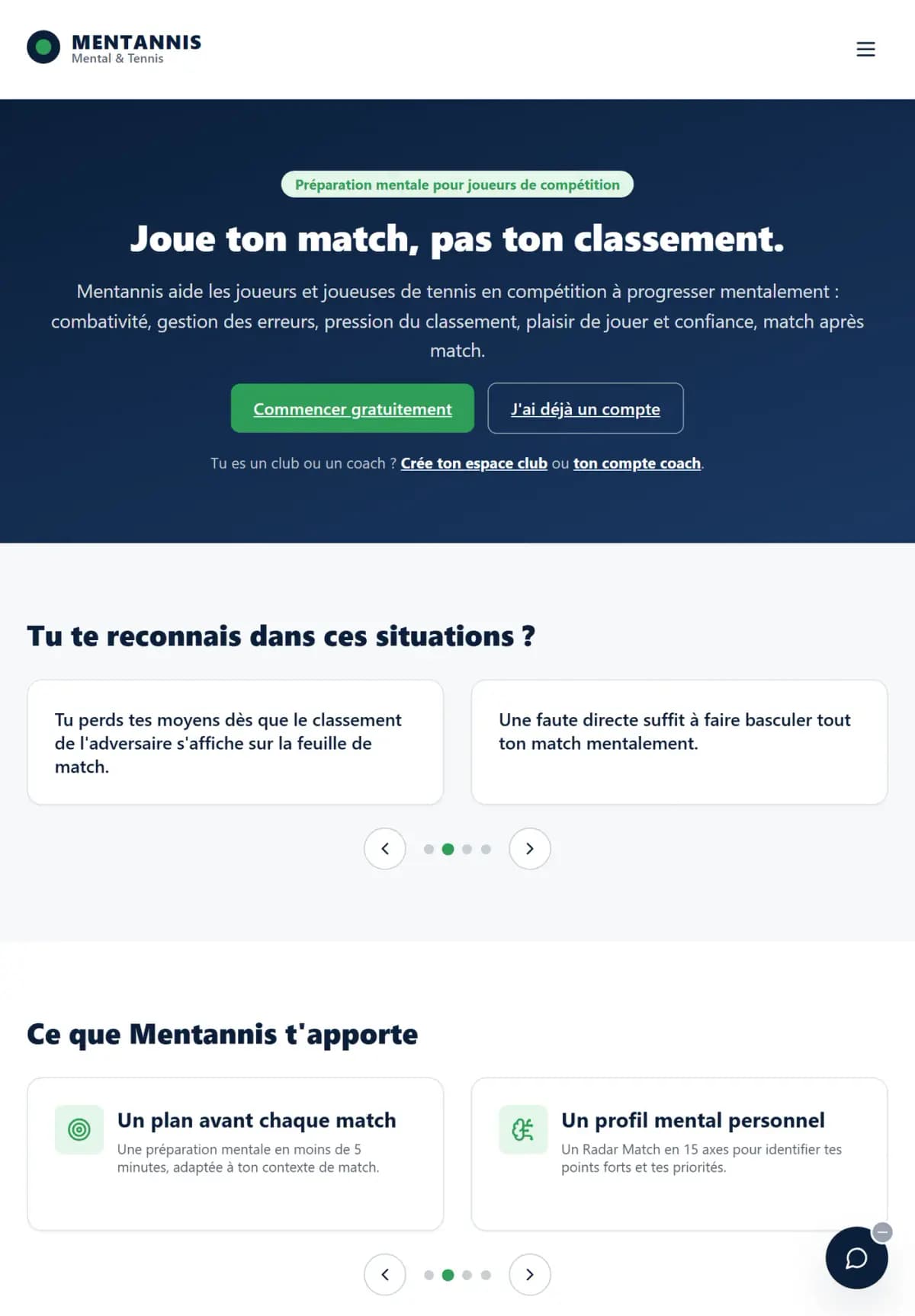 Page d’accueil du site Mentannis sur tablette