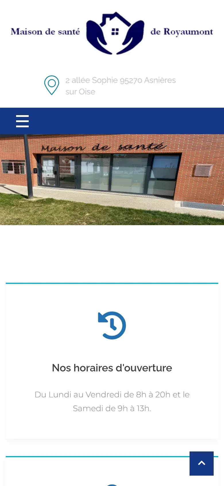 Page d’accueil du site Maison de santé de Royaumont sur mobile